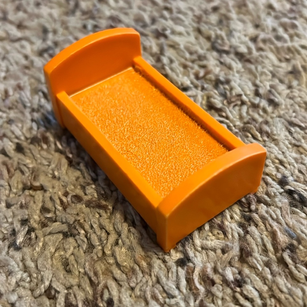 Vintage Fisher-Price Little People play family orange twin size kid bed